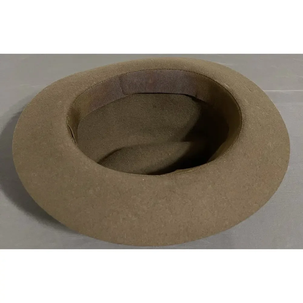 Vintage 80s Banana Republic Safari Fedora 7 3/8 Brown Wool Made in England